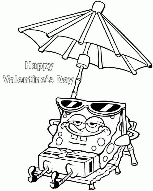 Coloring Pages Spongebob Valentine Printable Free For Kids & Boys - #