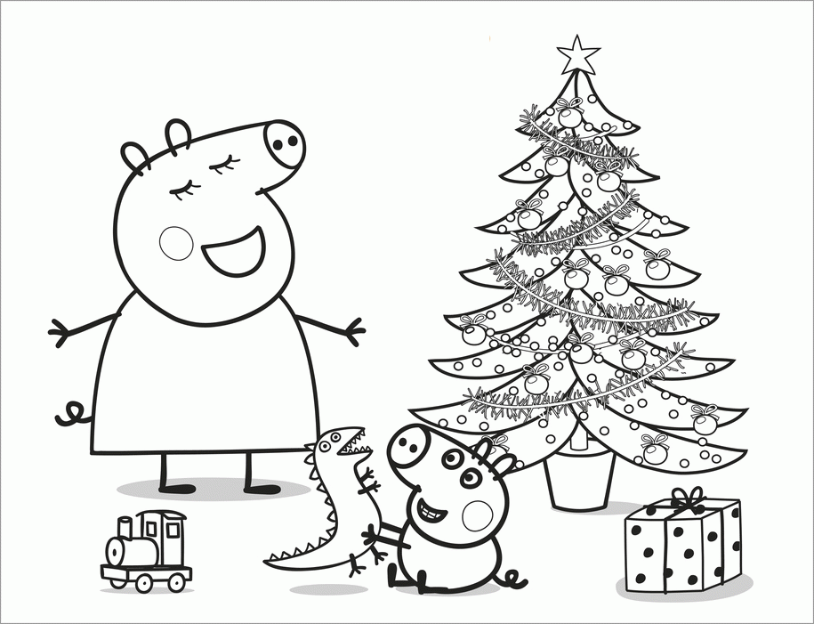 Mammy Pig, George And A Christmas Tree With Gifsts - Peppa ...