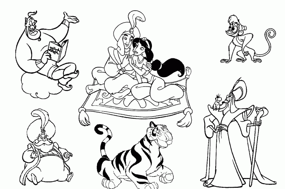 Coloring To Print Famous Characters Walt Disney Aladdin 212618 
