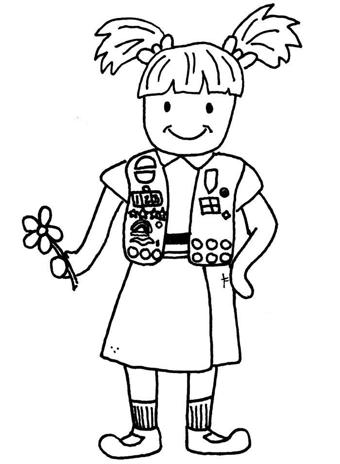Cute Brownie coloring page! | girl scout projects