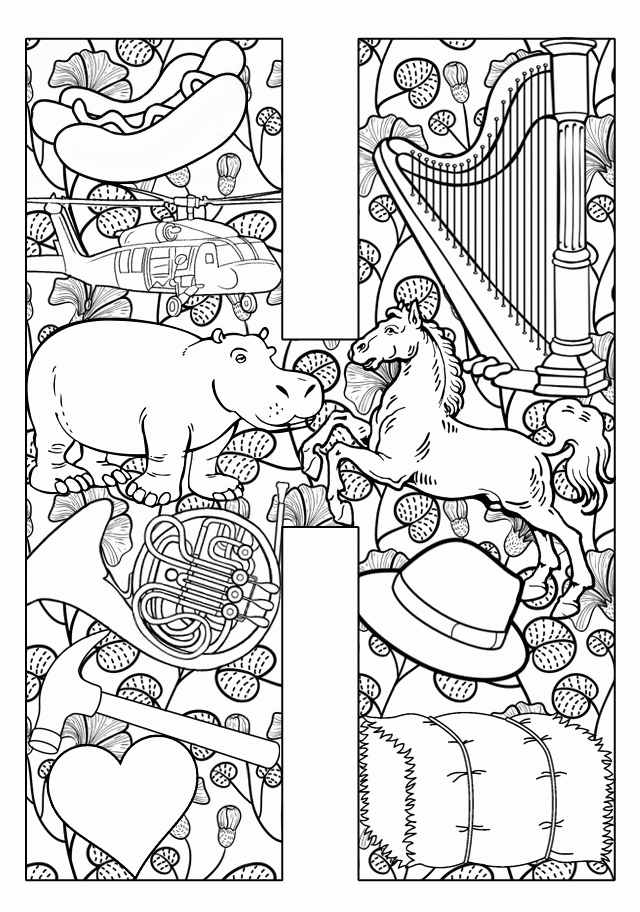 Things That Start With The Letter H Coloring Pages ...