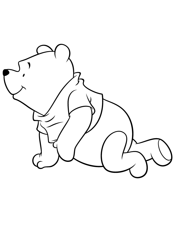Winnie The Pooh Bear Crawling Coloring Page | Free Printable 