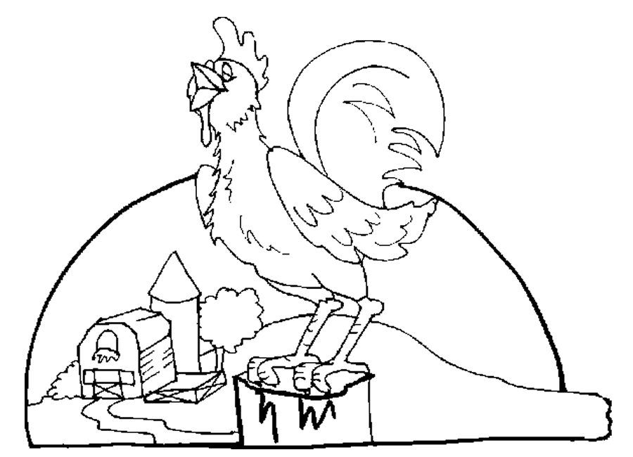 rooster crowing Colouring Pages