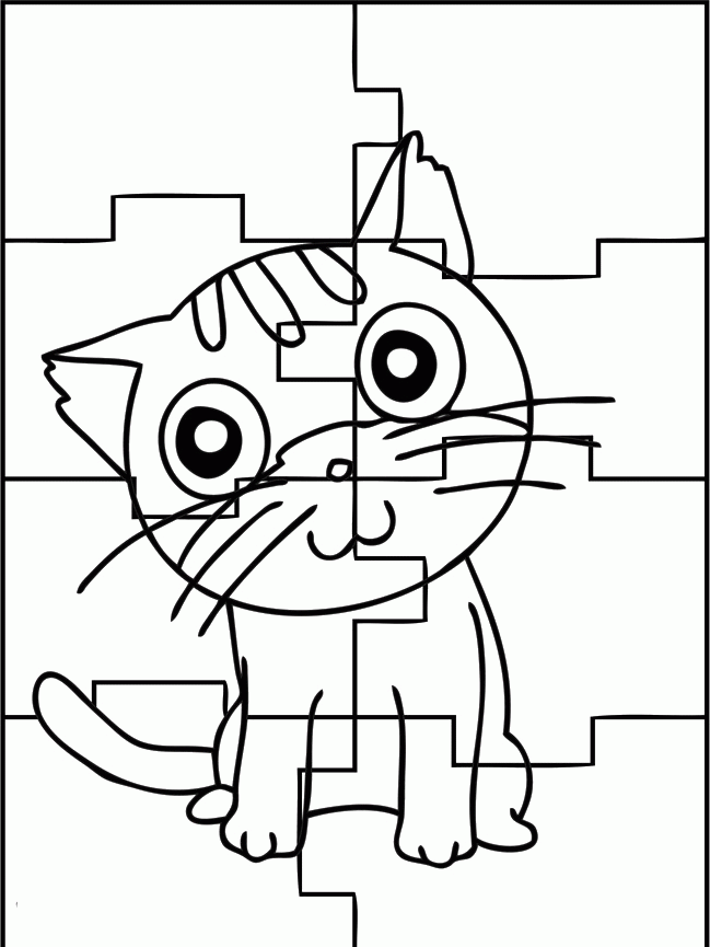 Happy Play Cute Cat Puzzle Coloring Pages - Games Coloring Pages 