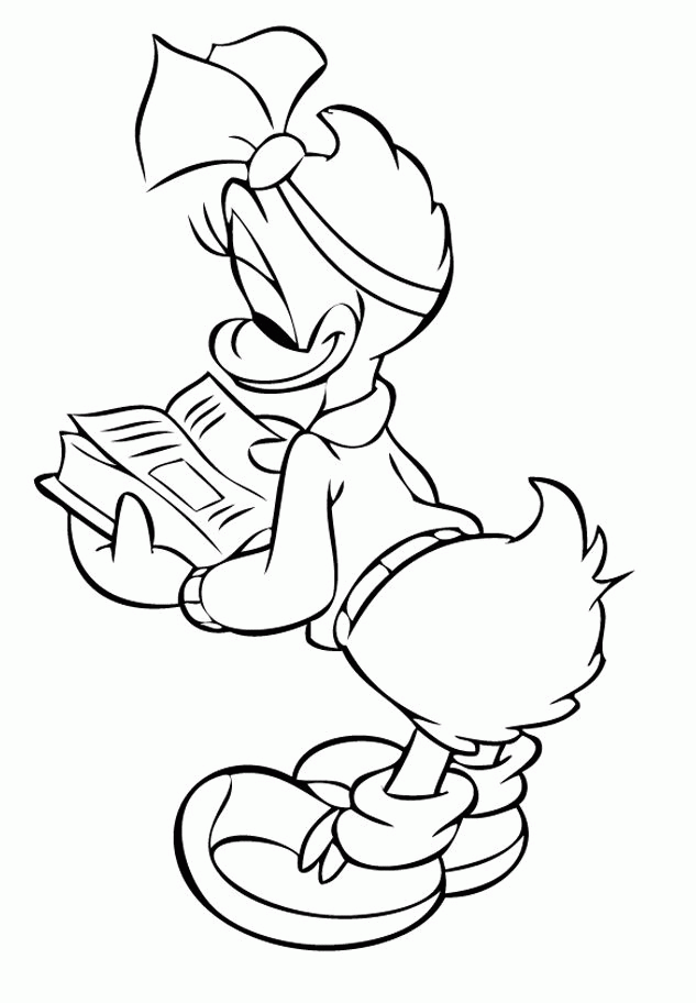 Daisy Reading a Book Coloring Page - Disney Coloring Pages on 