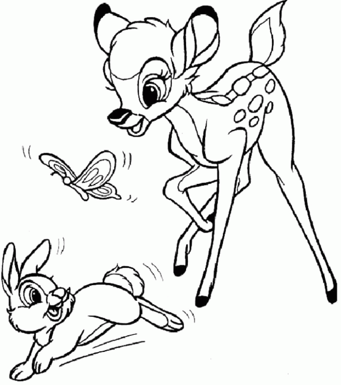 Bambi and thumper Colouring Pages