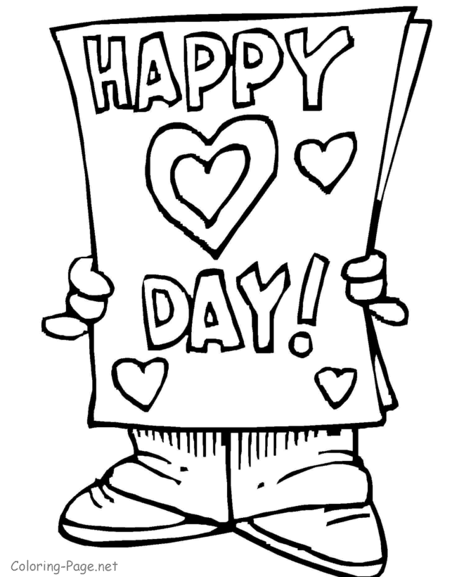 Valentines Coloring Sheets - Happy Day