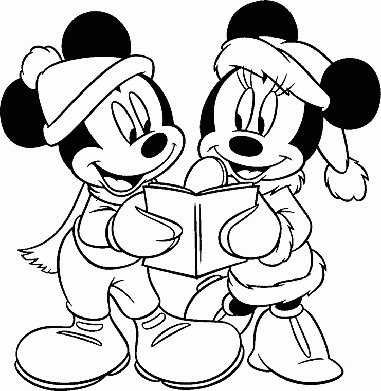 Christmas Disney Coloring Pages, Mickey and Mini Mouse. | coloring 