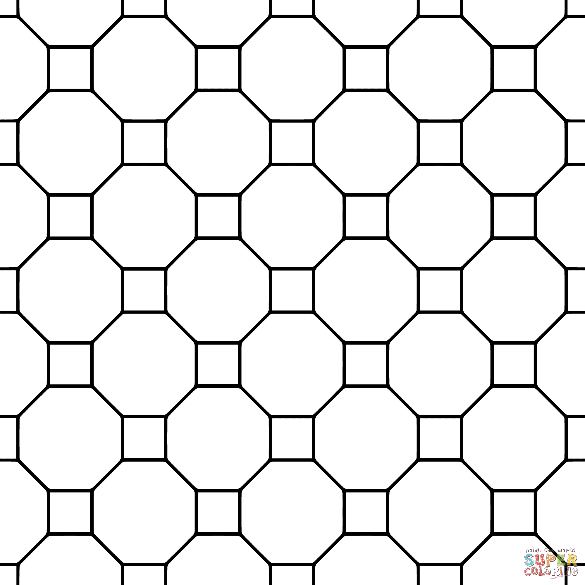 Tessellation with Octagon and Square coloring page