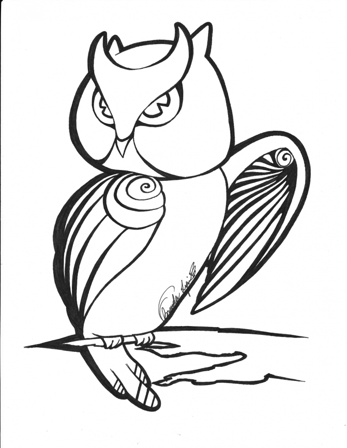 Drawing Owl Coloring Sheet