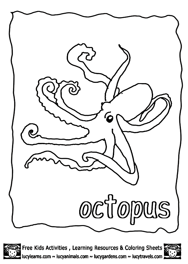 Octopus Coloring Page,Lucy Learns Octopus Coloring Pages for Under 