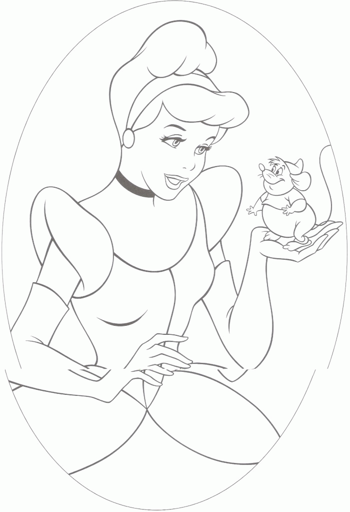 Cinderella Talking To His Friend Mouse Coloring Pages - Cinderella 