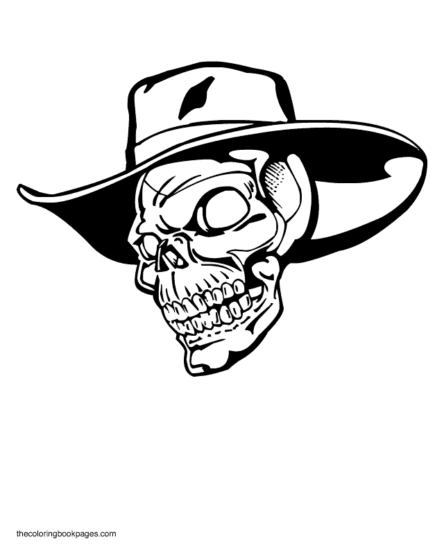 Cowboy Skull - Skull Coloring Pages