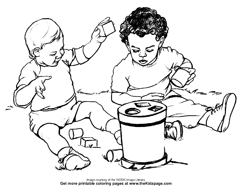 kids playing together Colouring Pages