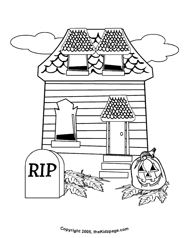 Halloween House - Free Coloring Pages for Kids - Printable 