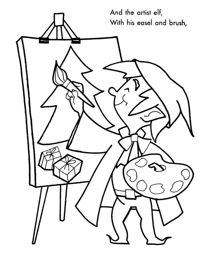 Santa's Helpers Coloring Pages - Painter Elf had a problem 
