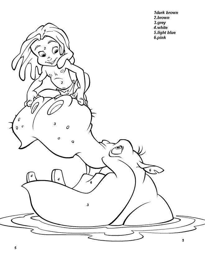 Mowgli Coloring Page Color By Number