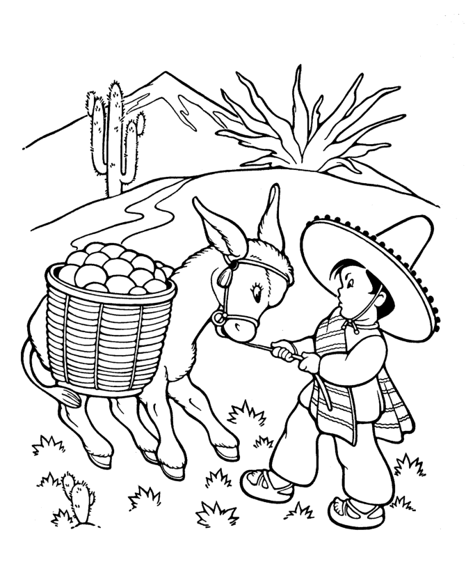 Farm Animal Coloring Pages | Stubborn Donkey Coloring Page and 
