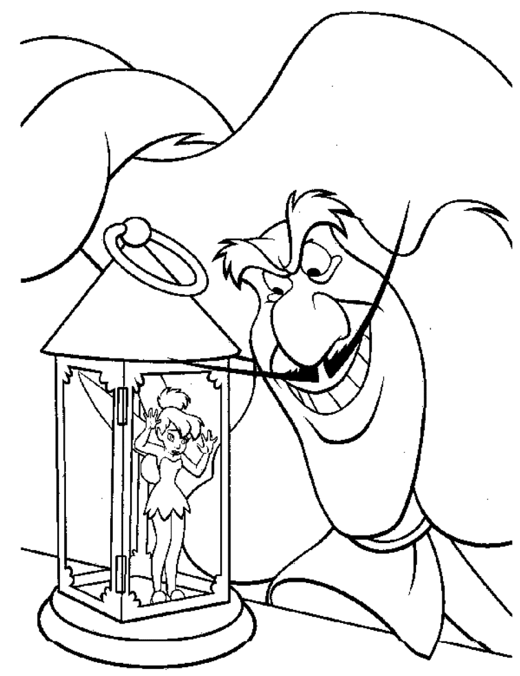 print tinkerbell captain hook coloring pages