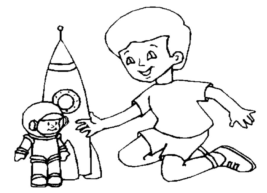 Free Boy Playing Rocket Coloring Sheet - Homeschool Helper