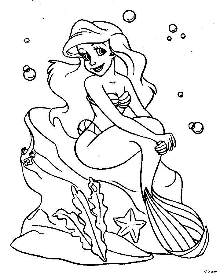 Disney Princess Ariel the little Mermaid Printable Coloring Page