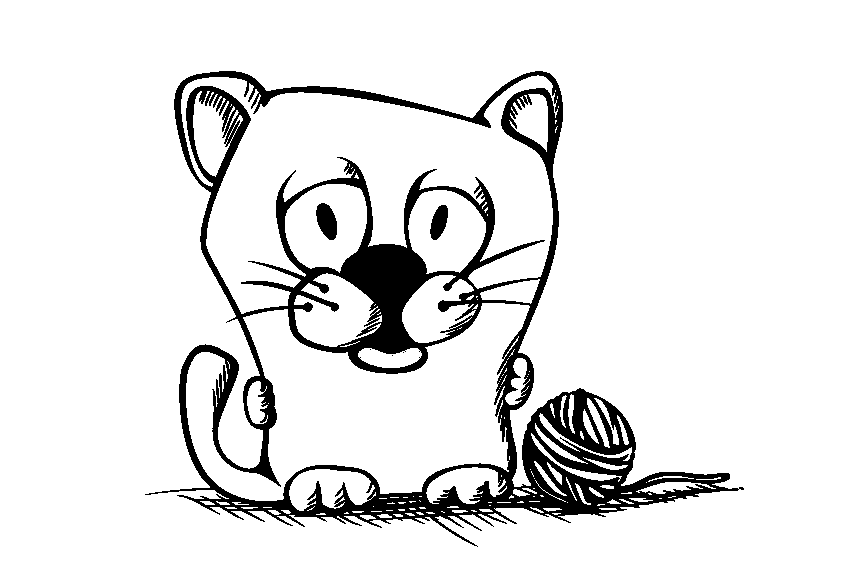 Cartoon Cat Coloring Page | Kids Coloring Page