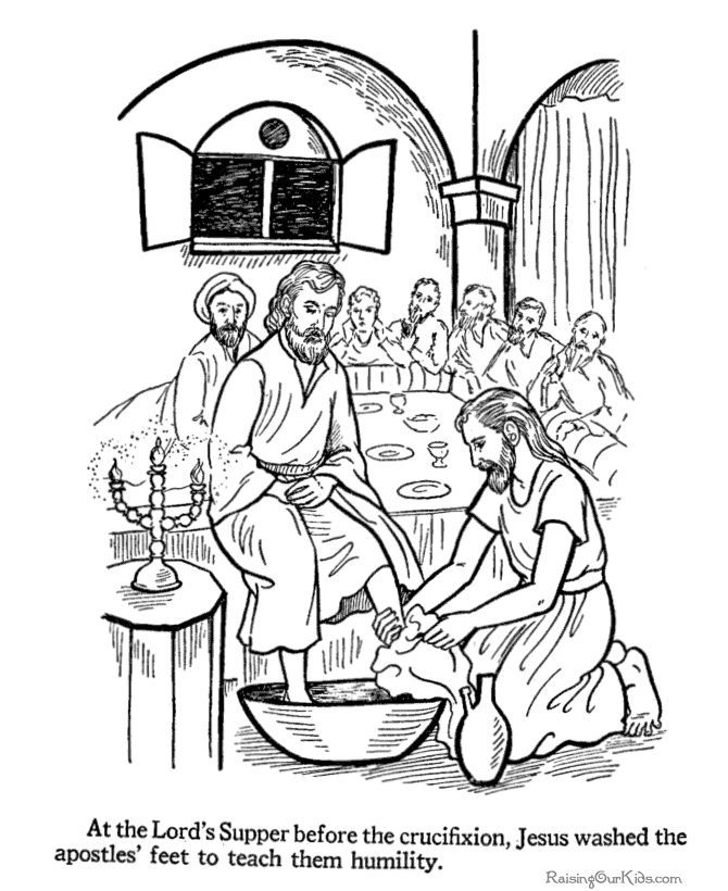 Jesus Washing Feet Coloring Page Coloring Home