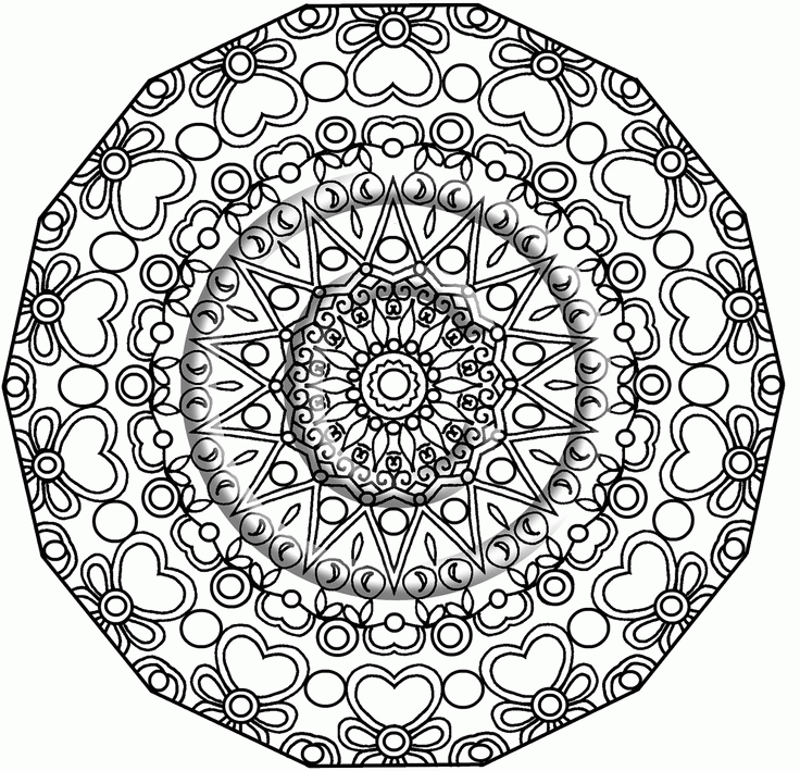Instant PDF Download Coloring Page Hand Drawn Zentangle Inspired "Hea…