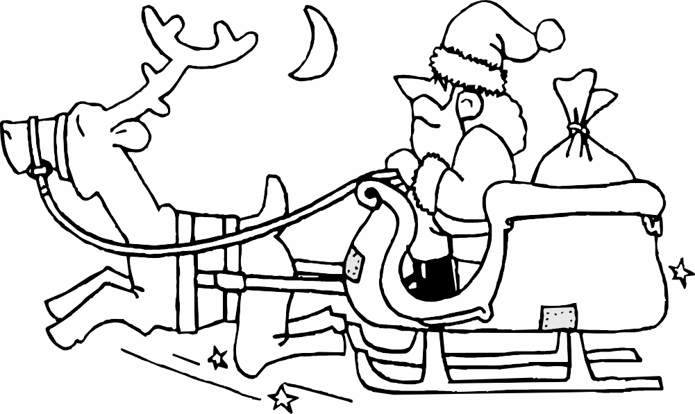 Pictures to Colour In — Christmas Fun — whychristmas? Santa Sleigh 