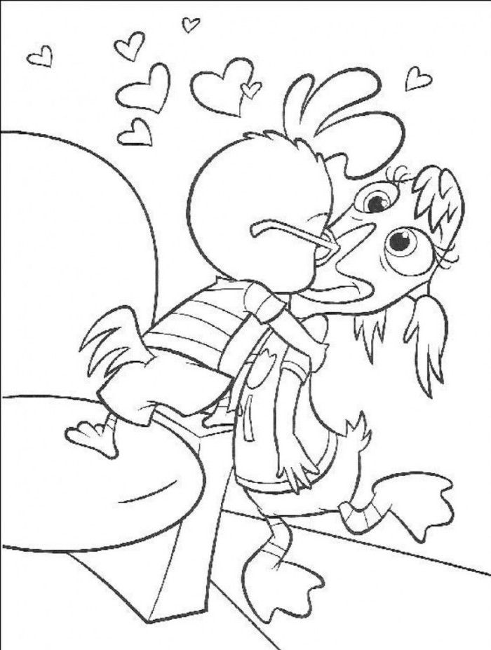Chicken Little Kiss Abbye Coloring Page - Chicken Little Cartoon 