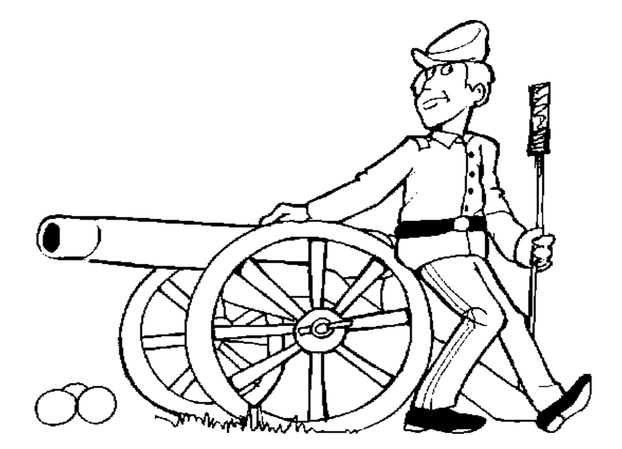 Free Civil War Soldier with Cannon Coloring Sheet - Homeschool Helper
