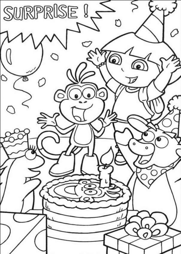 Beautiful Monkey Birthday Coloring Pages | Laptopezine.