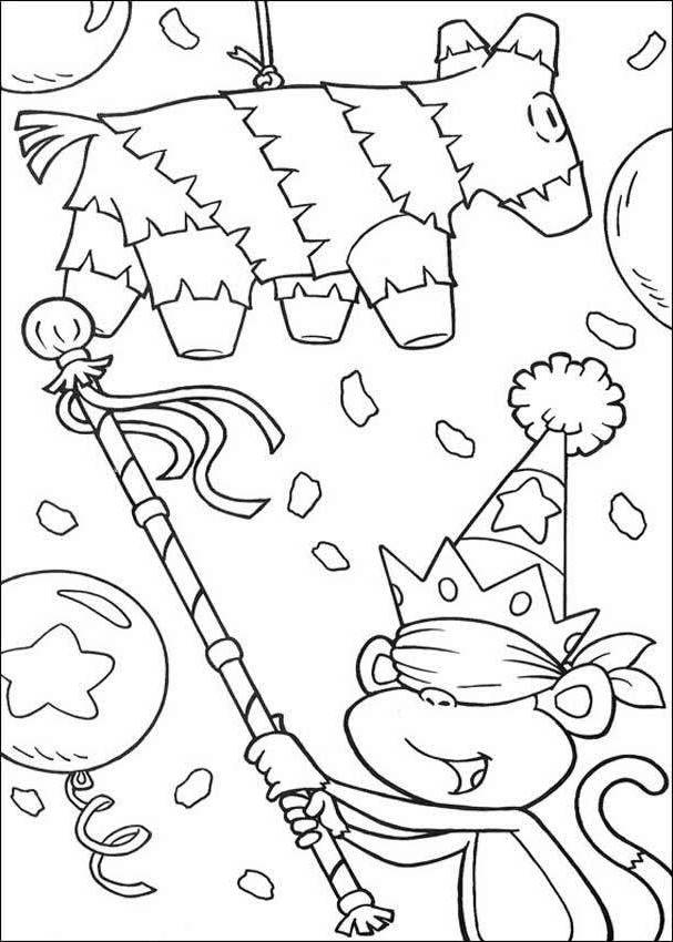 Print Birthday Party Dora The Explorer Coloring Page or Download 