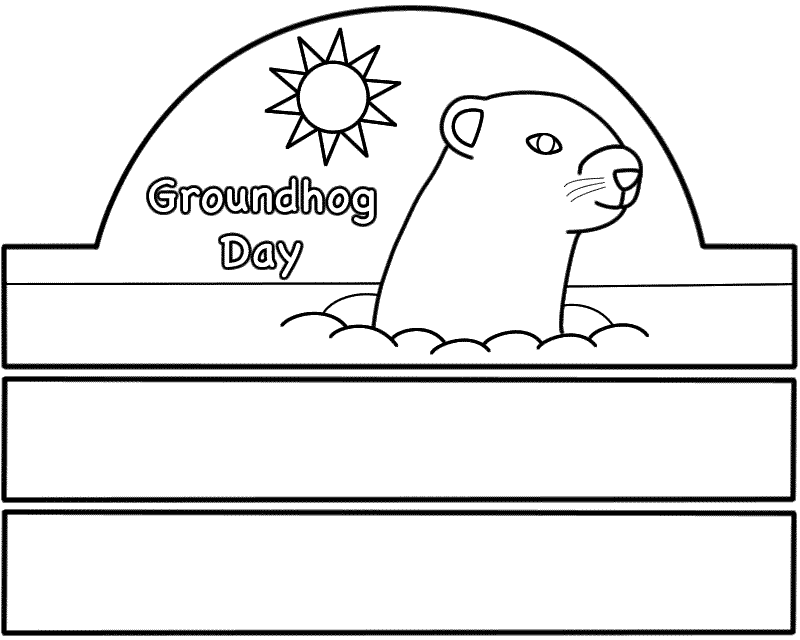 Groundhog Day Hat Craft (Black And White Template) Coloring Home