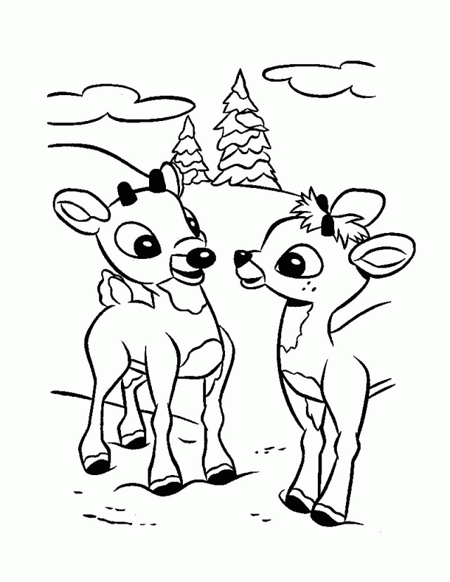 Santa 39 S Reindeer Coloring Pages Rudolph 39 S Wink Picture To 