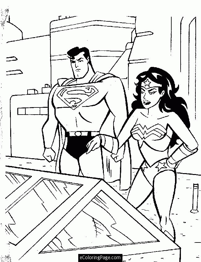 Superman and Wonder Woman Coloring Page Printable | eColoringPage 