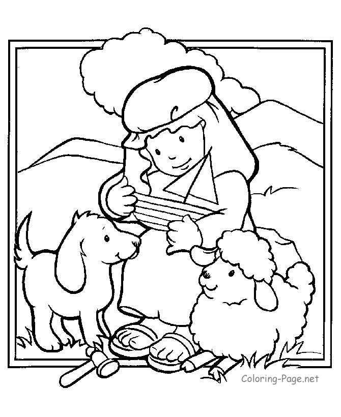 Bible Coloring Pages - Boy Shepherd