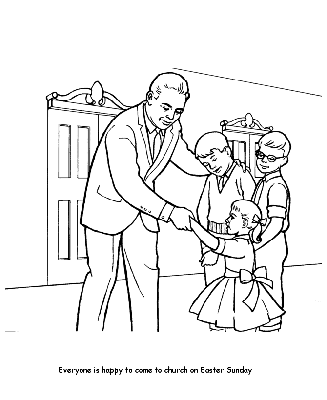 children in church coloring page printable easter