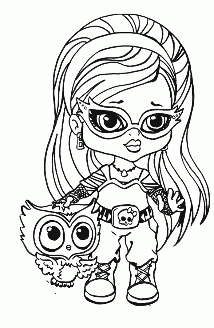 Little Ghoulia Yelps With Pets Coloring Pages - Monster High 