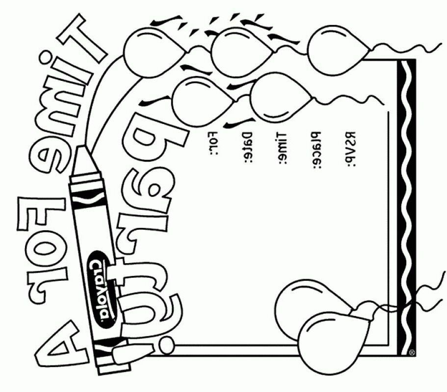 Birthday Card Depicts A Lot Of Balloons Coloring Page - Kids 