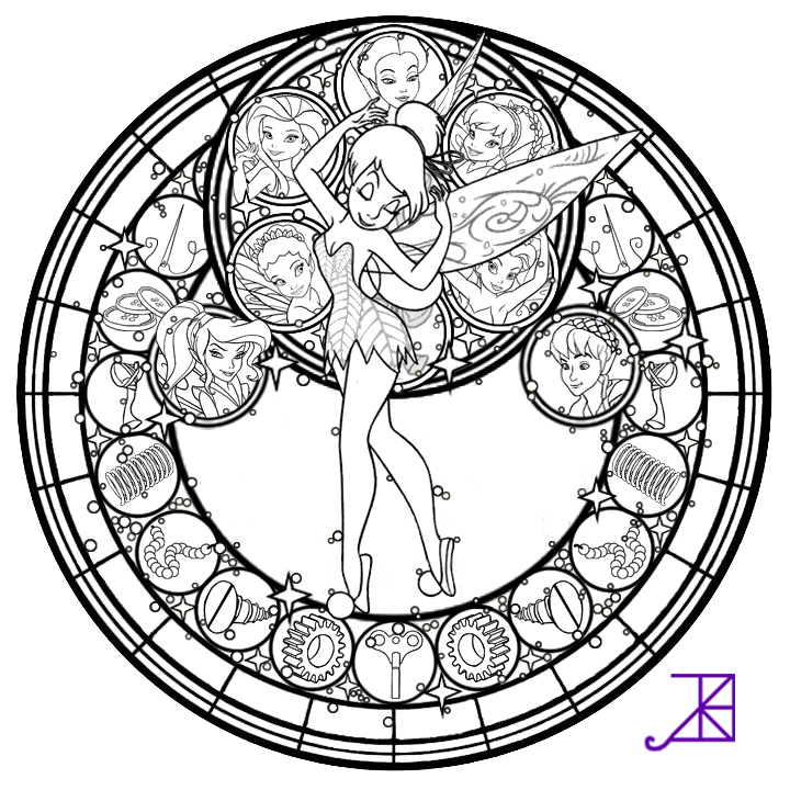 Disney Fairies Stained Glass -line art- by Akili-Amethyst on 