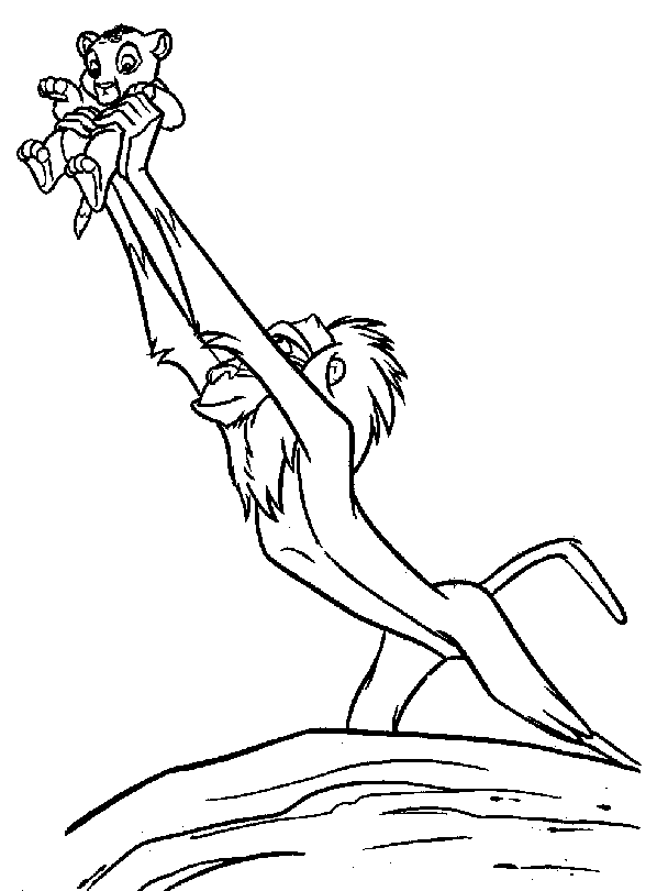 Rafiki And Simba Lion King Coloring Page - Disney Coloring Pages 