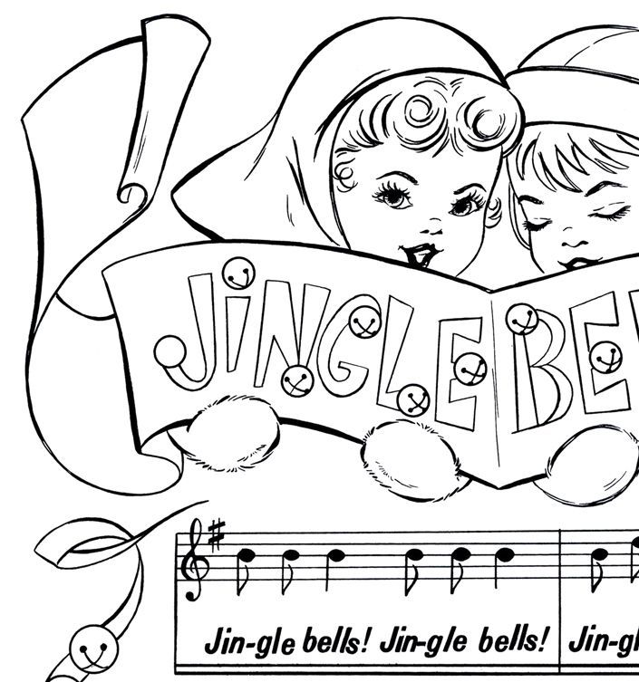 Printable Christmas Coloring Page - Jingle Bells