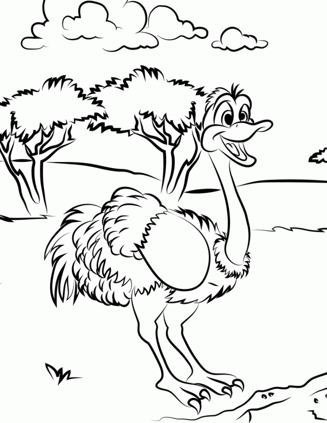 Ostrich Coloring Page Coloring Home