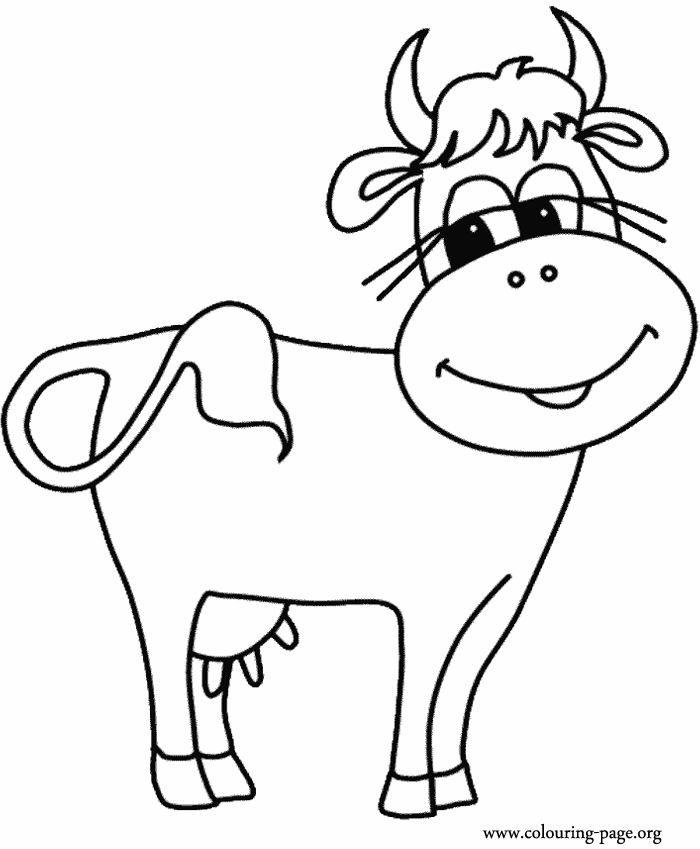 Cows and Calves - A happy cow coloring page