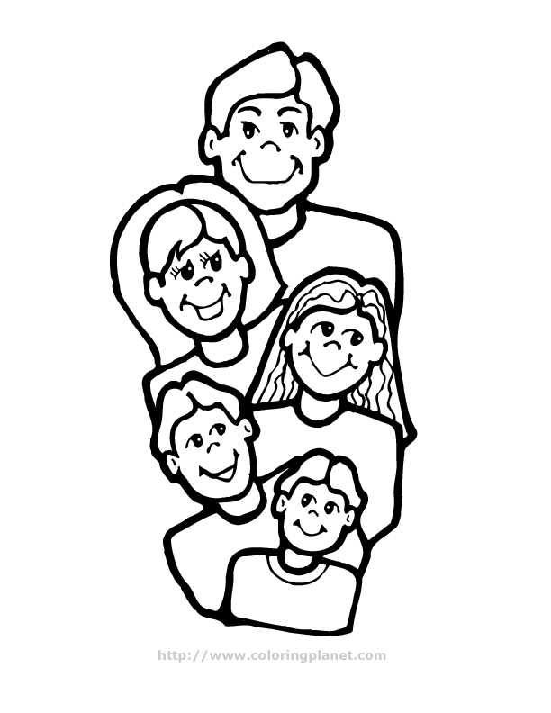 family of five printable coloring in pages for kids - number 3283 