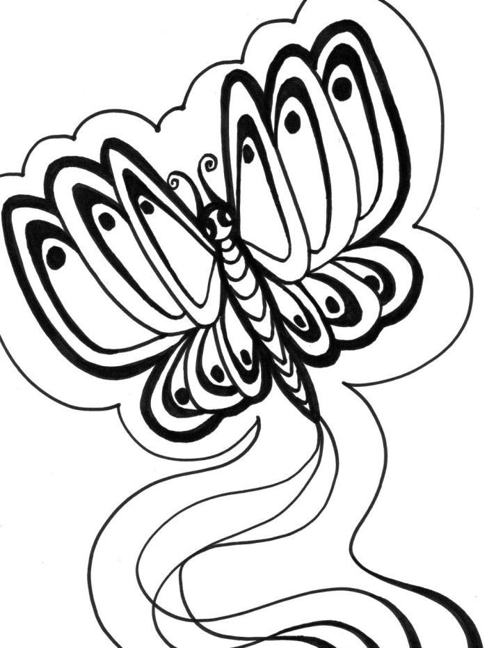 Butterfly With Wings Upholstered Coloring Printable Free 