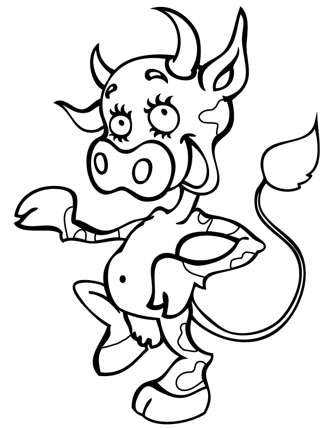 Smiling Happy Cow For Kids Coloring Page | Free Printable Coloring 