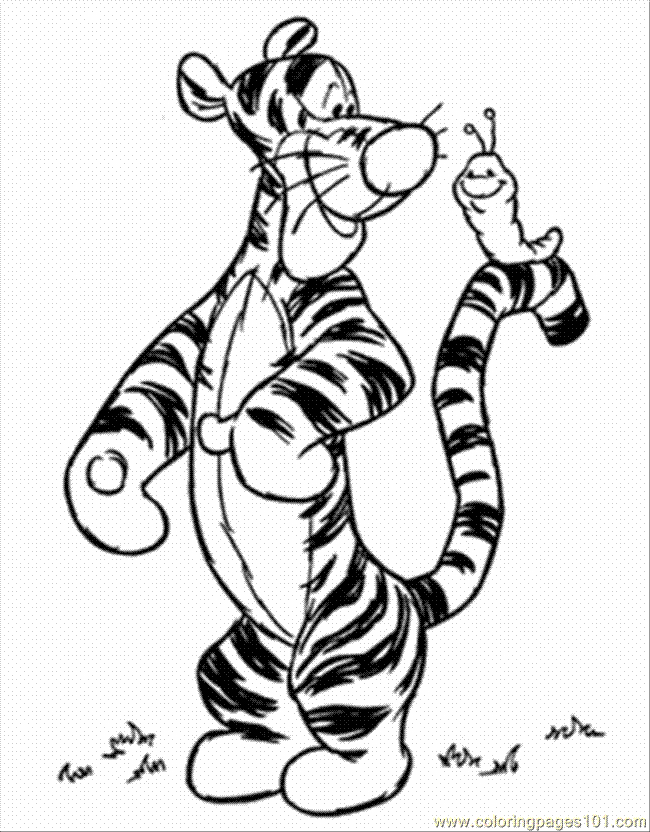 Coloring Pages Tigger And Worm (Cartoons > Winnie The Pooh) - free 