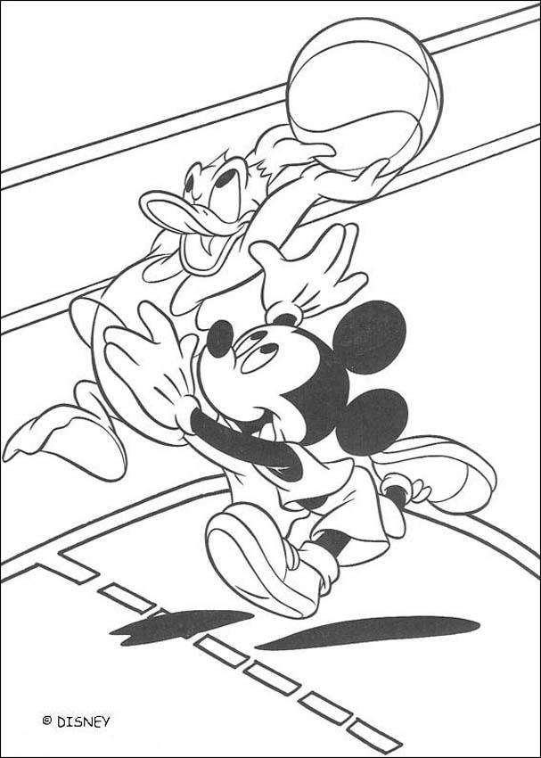 Donald Duck coloring pages - Donald duck is playing basketball